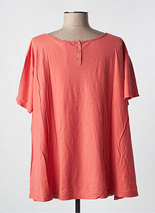T-shirt col rond manches courtes orange PLEASE femme