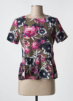 Blouse tissage popeline manches courtes vert VILA femme
