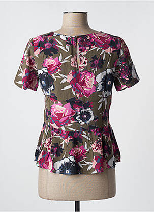 Blouse tissage popeline manches courtes vert VILA femme
