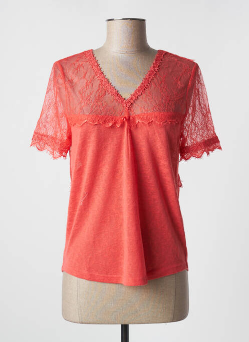 Top coupe fluide manches courtes orange GRACE & MILA femme