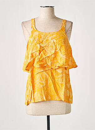 Top col carré sans manche orange ICHI femme