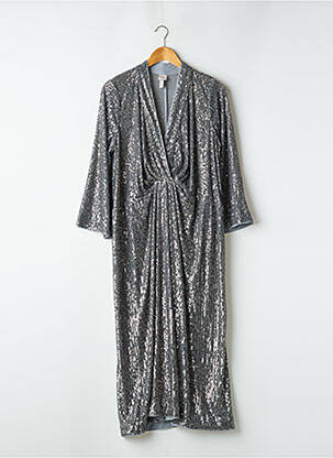 Robe longue coupe fluide manches 3/4 gris H&M femme