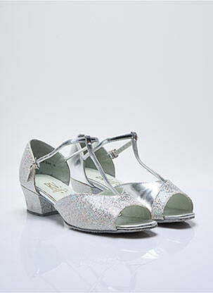 Sandales/nu pieds matière lisse talon de 4 à 6cm argent ROCH VALLEY femme