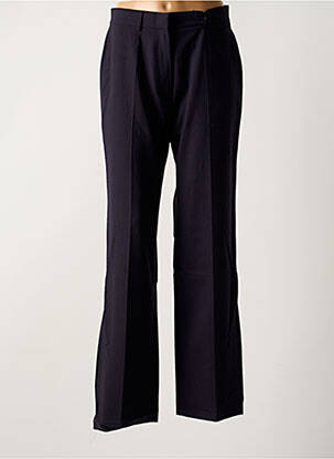 Pantalon droit tissage crêpe taille haute bleu LOLA femme