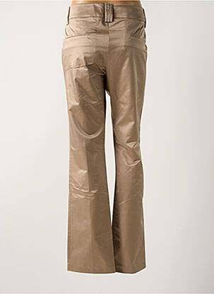 Pantalon droit fermeture zippée sous rabat avec crochet taille basse marron LOLA femme