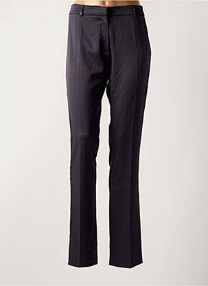 Pantalon droit fermeture zippée sous rabat avec crochet taille normale bleu LOLA femme