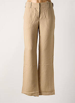 Pantalon droit tissage crêpe taille basse beige LOLA femme