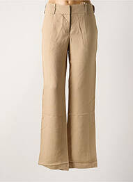 Pantalon droit tissage crêpe taille basse beige LOLA femme