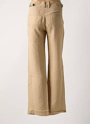 Pantalon droit tissage crêpe taille basse beige LOLA femme