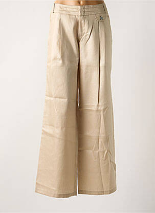 Pantalon large taille à pinces taille normale beige ONE STEP femme