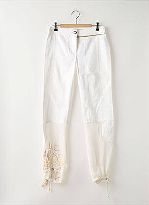 Pantalon 7/8 tissage popeline taille normale blanc OHDD femme