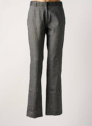 Pantalon droit fermeture zippée sous rabat avec crochet taille normale gris LOLA femme