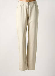 Pantalon slim tissage popeline taille haute beige JOST femme