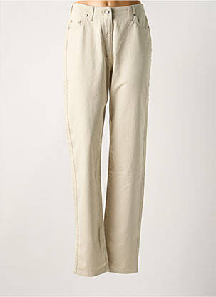 Pantalon slim tissage popeline taille haute beige JOST femme