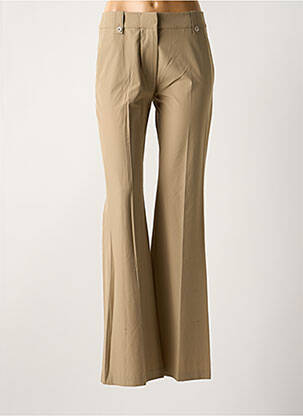 Pantalon flare fermeture zippée sous rabat avec crochet taille basse beige LOLA femme
