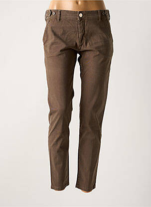 Pantalon chino tissage popeline taille normale marron NFY femme