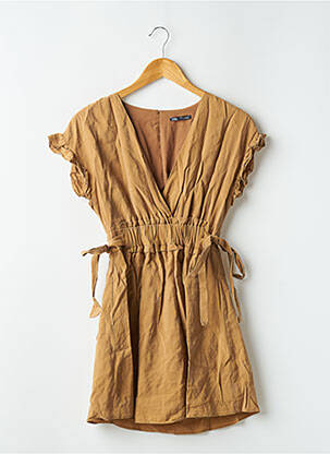 Robe courte manches courtes manches courtes marron ZARA femme