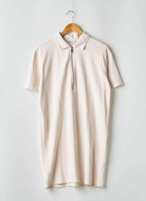 Robe courte manches courtes manches courtes beige ZARA femme