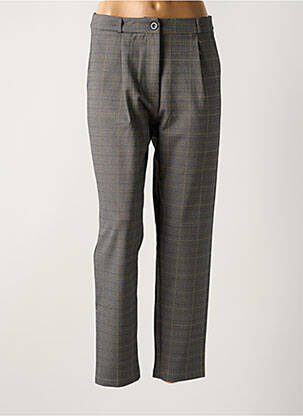 Pantalon droit taille à pinces taille haute gris YUKA femme