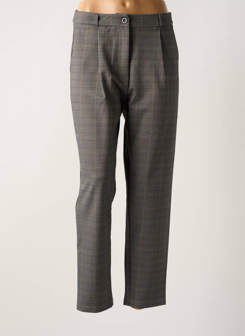 Pantalon droit taille à pinces taille haute gris YUKA femme