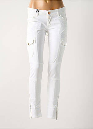 Pantalon cargo slim taille basse blanc FIVE PM femme
