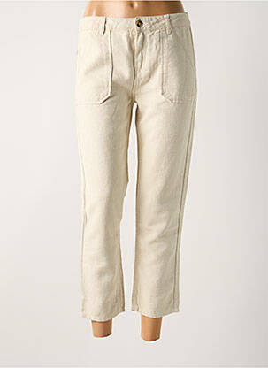 Pantalon 7/8 fermeture zippée sous rabat boutonné taille normale beige LAB DIP PARIS femme