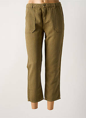 Pantalon 7/8 fermeture zippée sous rabat boutonné taille normale vert LAB DIP PARIS femme