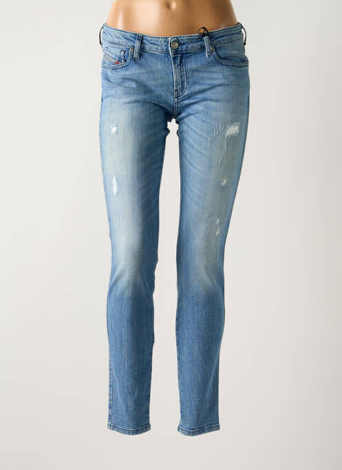 Jeans coupe slim effet usé délavé taille basse bleu DIESEL femme