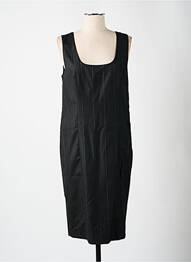 Robe mi-longue tissage crêpe sans manche noir LOLA femme
