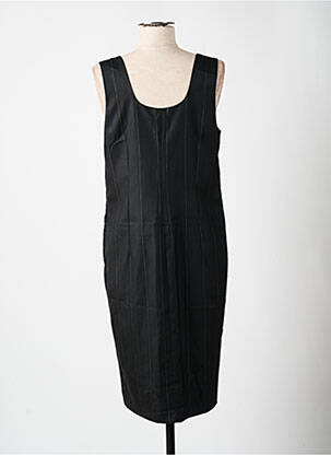 Robe mi-longue tissage crêpe sans manche noir LOLA femme