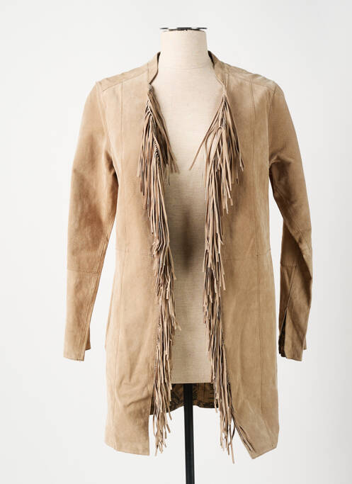 Manteau long coupe cintrée sans capuche beige OAKWOOD femme