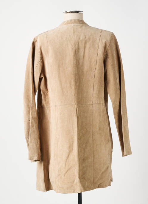 Manteau long coupe cintrée sans capuche beige OAKWOOD femme