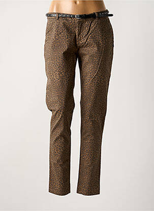 Pantalon chino fermeture zippée sous rabat boutonné taille normale marron MAISON SCOTCH femme