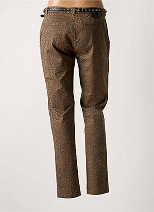 Pantalon chino fermeture zippée sous rabat boutonné taille normale marron MAISON SCOTCH femme