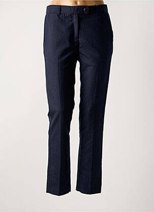 Pantalon droit fermeture zippée sous rabat boutonné taille normale bleu MAISON LAB femme