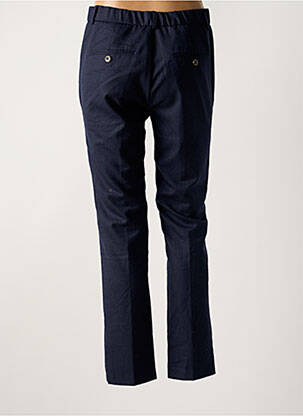 Pantalon droit fermeture zippée sous rabat boutonné taille normale bleu MAISON LAB femme
