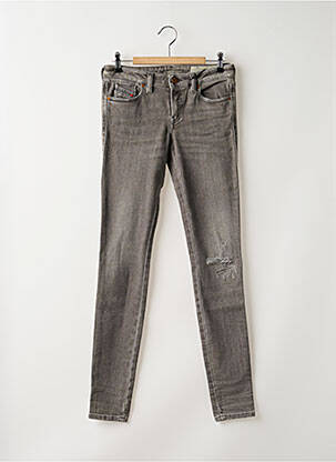 Jeans skinny effet usé délavé taille basse gris DIESEL femme