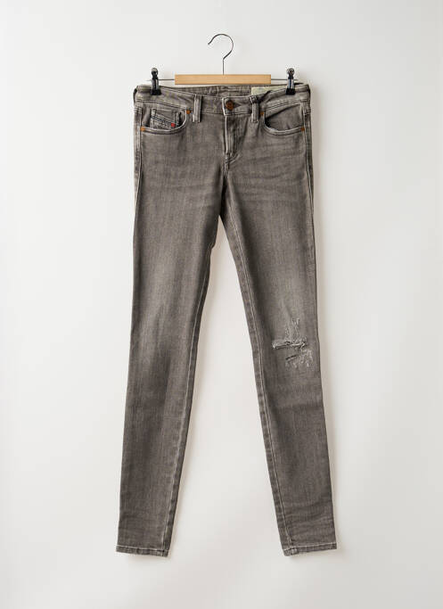 Jeans skinny effet usé délavé taille basse gris DIESEL femme