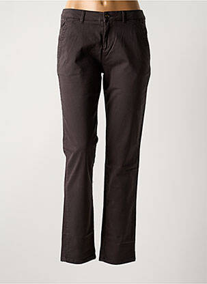 Pantalon chino tissage popeline taille normale marron REIKO femme