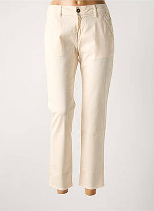 Pantalon chino tissage popeline taille normale beige REIKO femme