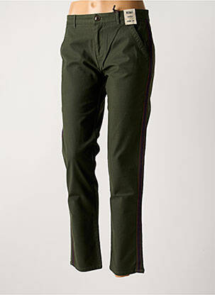 Pantalon chino tissage popeline taille normale vert REIKO femme