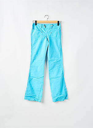 Pantalon droit tissage popeline taille basse bleu TEDDY SMITH femme