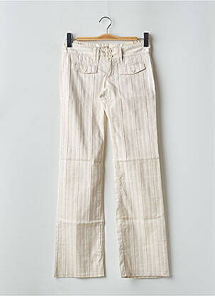 Pantalon droit tissage popeline taille basse beige MOGUL femme