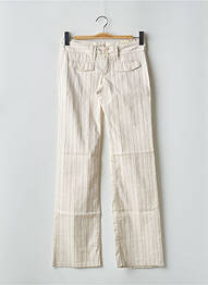 Pantalon droit tissage popeline taille basse beige MOGUL femme