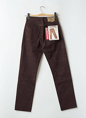 Jeans coupe slim fermeture boutonnée sur le devant taille haute marron REDWOOD homme