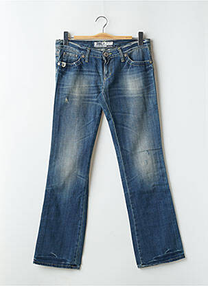 Jeans coupe droite effet usé délavé taille basse bleu TAKE TWO femme