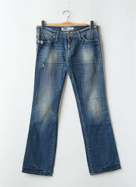 Jeans coupe droite effet usé délavé taille basse bleu TAKE TWO femme