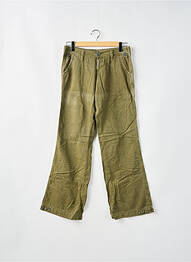 Pantalon droit tissage popeline taille basse vert LOIS femme