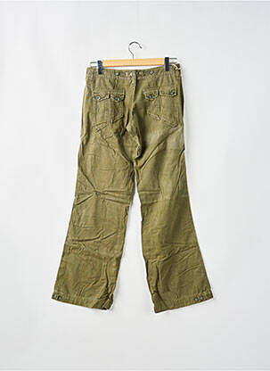 Pantalon droit tissage popeline taille basse vert LOIS femme