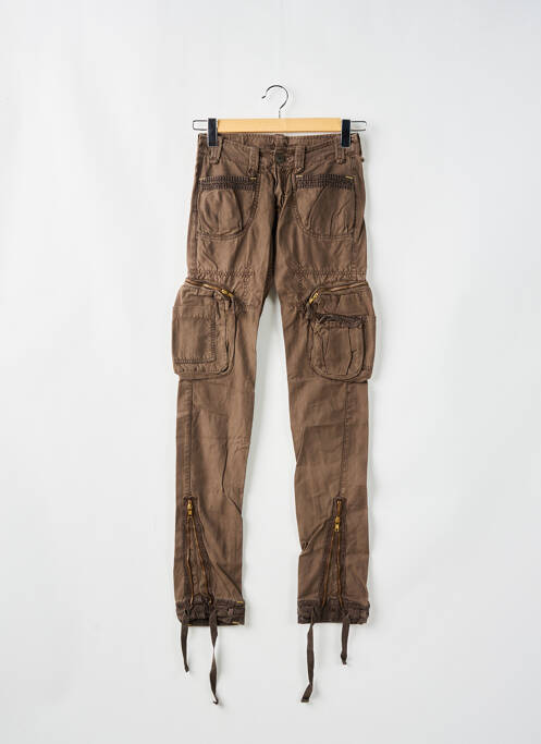 Pantalon cargo tissage popeline taille basse marron LE TEMPS DES CERISES femme